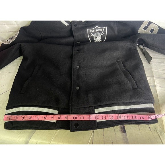Ultra Game NFL Las Vegas Raiders Mens Varsity Coaches Snap Up Jacket Coat Size L - Picture 11 of 13